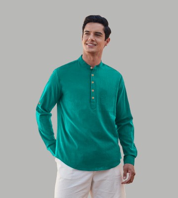 Vida Loca Men Solid Straight Kurta(Green)