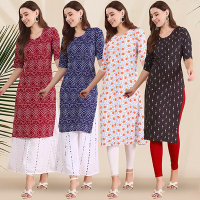 EthnicBasket Women Printed Straight Kurta(Multicolor)