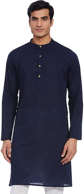 OORA Men Solid Straight Kurta(Dark Blue)