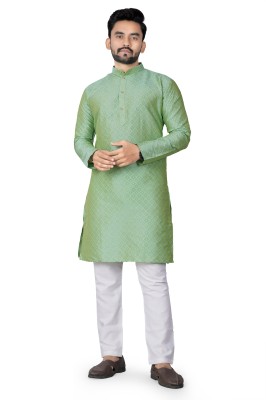 DHASU TRENDZ Men Printed Straight Kurta(Light Green)