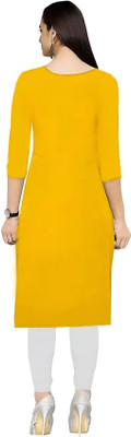 JAFASHION Women Solid A-line Kurta(Yellow)
