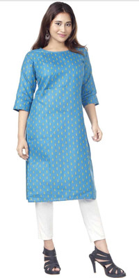 STCFASHION Women Self Design A-line Kurta(Yellow, Blue)