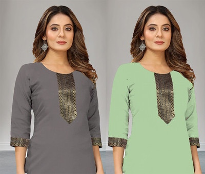 Shiv Enterprise Women Self Design A-line Kurta(Green)
