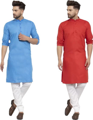 Nirvaan Men Solid Straight Kurta(Red)