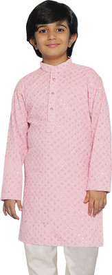 SG Boys Printed Straight Kurta(Orange)