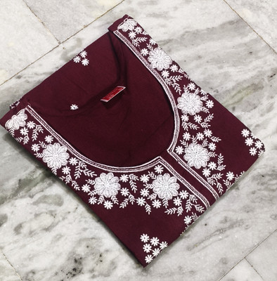 Geohub Women Embroidered A-line Kurta(Maroon)
