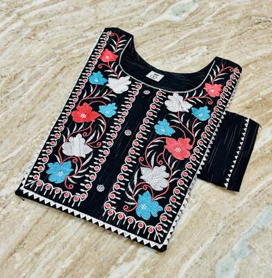 Andheriyas Textiles Women Embroidered Straight Kurta(Black)