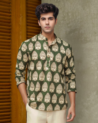 METRONAUT Men Printed High Low Kurta(Multicolor)