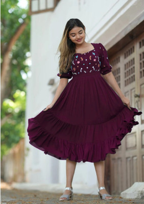 MilMack Enterprise Women Embroidered Anarkali Kurta(Purple)