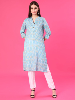 V-MART Women Printed A-line Kurta(Blue)