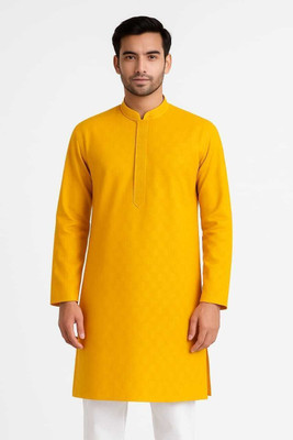 Shorya enterprises Men Self Design Ethnic Dress Kurta(Yellow)