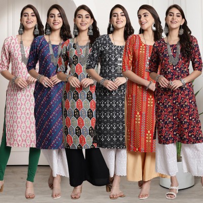 EthnicBasket Women Printed Straight Kurta(Multicolor)