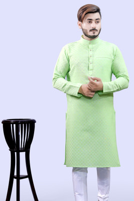 Tibra Collection Men Solid Straight Kurta(Light Green)