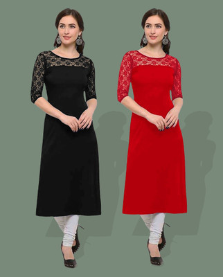 Maheshvi Women Self Design Straight Kurta(Multicolor)