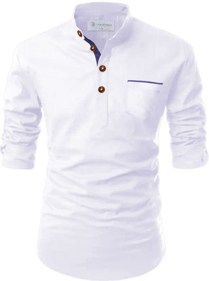 TrendiVastra Men Solid A-line Kurta(White)