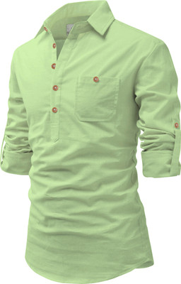 Vida Loca Men Solid Straight Kurta(Light Green)