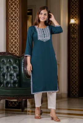 NiloBerry Women Embroidered A-line Kurta(Multicolor)