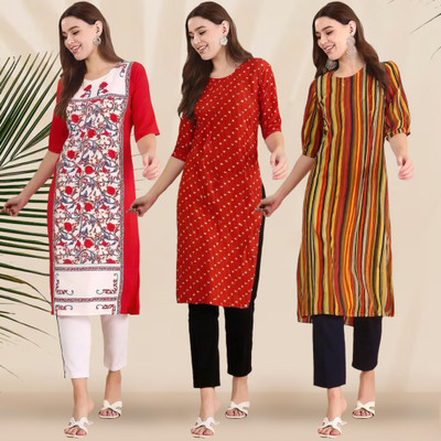 1 Stop Fashion Women Printed A-line Kurta(Multicolor)