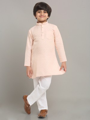 RCENSA Boys Self Design Straight Kurta(Pink)