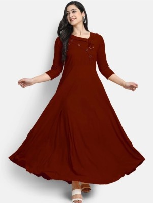 Ranawatintrend Women Solid Anarkali Kurta(Maroon)