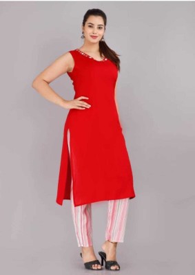 BEHNA FASHION Women Solid A-line Kurta(Red)