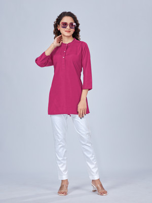 SPGR Women Solid Straight Kurta(Pink)