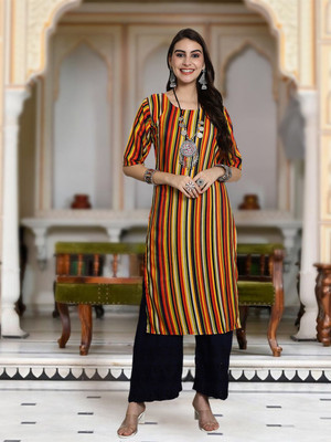 Moda Rapido Women Geometric Print Straight Kurta(Multicolor)