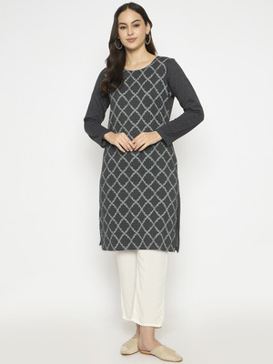 VIAZAA Women Printed A-line Kurta(Grey)