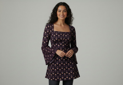 Vividvibe Women Printed Straight Kurta(Blue)