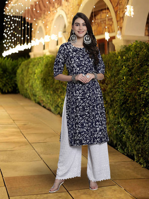 1 Stop Fashion Women Printed A-line Kurta(Black)