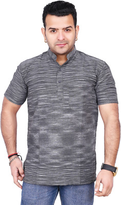 SARIMTEXTILE Men Self Design Straight Kurta(Grey)
