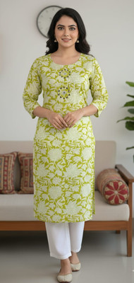 Fashion Point Women Solid Ethnic Dress Kurta(White, Light Green)