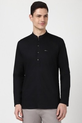 PETER ENGLAND Men Solid Straight Kurta(Black)