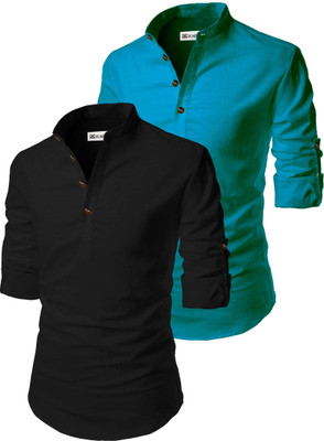 RAREMARK Men Solid Straight Kurta(Dark Green)