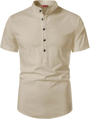 Yugnik Men Solid A-line Kurta(Beige)