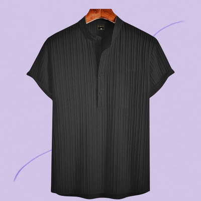 ANITA FASHION Men Self Design Straight Kurta(Black)