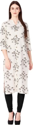 DARGU Women Printed Straight Kurta(White)