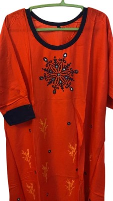 Swarajgarm Women Printed A-line Kurta(Orange)