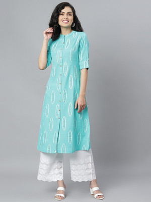 Stylum Women Printed A-line Kurta(Purple)
