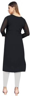 Nandan Fashion Women Embellished A-line Kurta(Black)