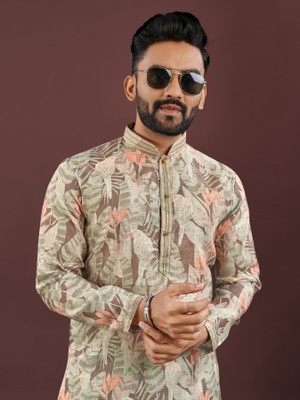ZURIKA FASHION Men Embroidered A-line Kurta(Grey)