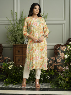 Sangria Women Printed Straight Kurta(Multicolor)