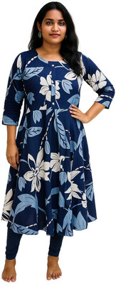 Bala Cart Women Floral Print, Printed A-line Kurta(Dark Blue)