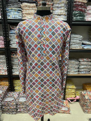 FOXDX Men Printed A-line Kurta(Multicolor)