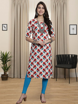 Anouk Rustic Women Printed Straight Kurta(Multicolor)