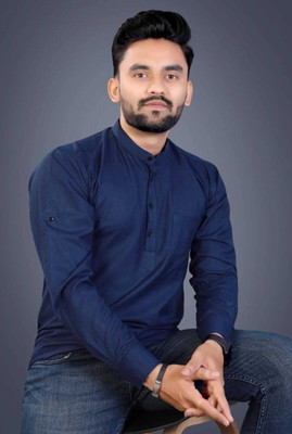 ShivayImpex Men Solid Straight Kurta(Dark Blue)