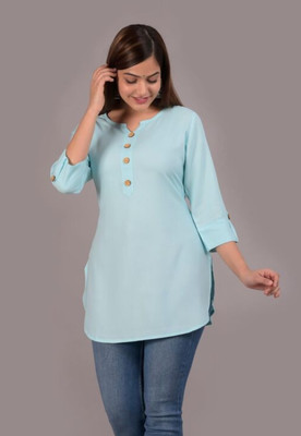REHAN Women Solid Straight Kurta(Blue)