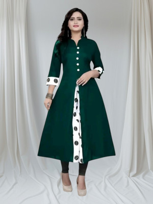 Rangrasiyatexk Women Printed Anarkali Kurta(Green)