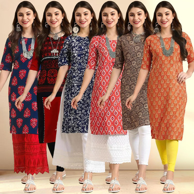 1 Stop Fashion Women Printed A-line Kurta(Multicolor)