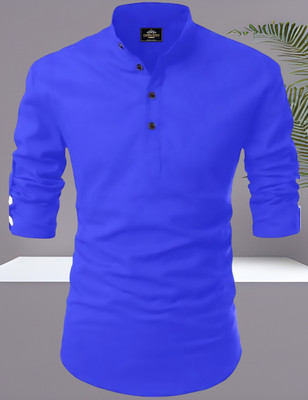 ETHNICBLISS Men Solid Straight Kurta(Dark Blue)